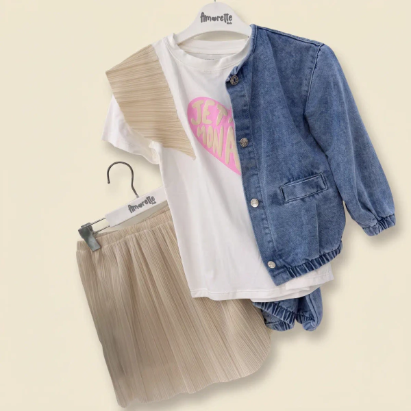 Joy baby conjunto 3 prendas niña falda plieguesc2509 - Imagen 2